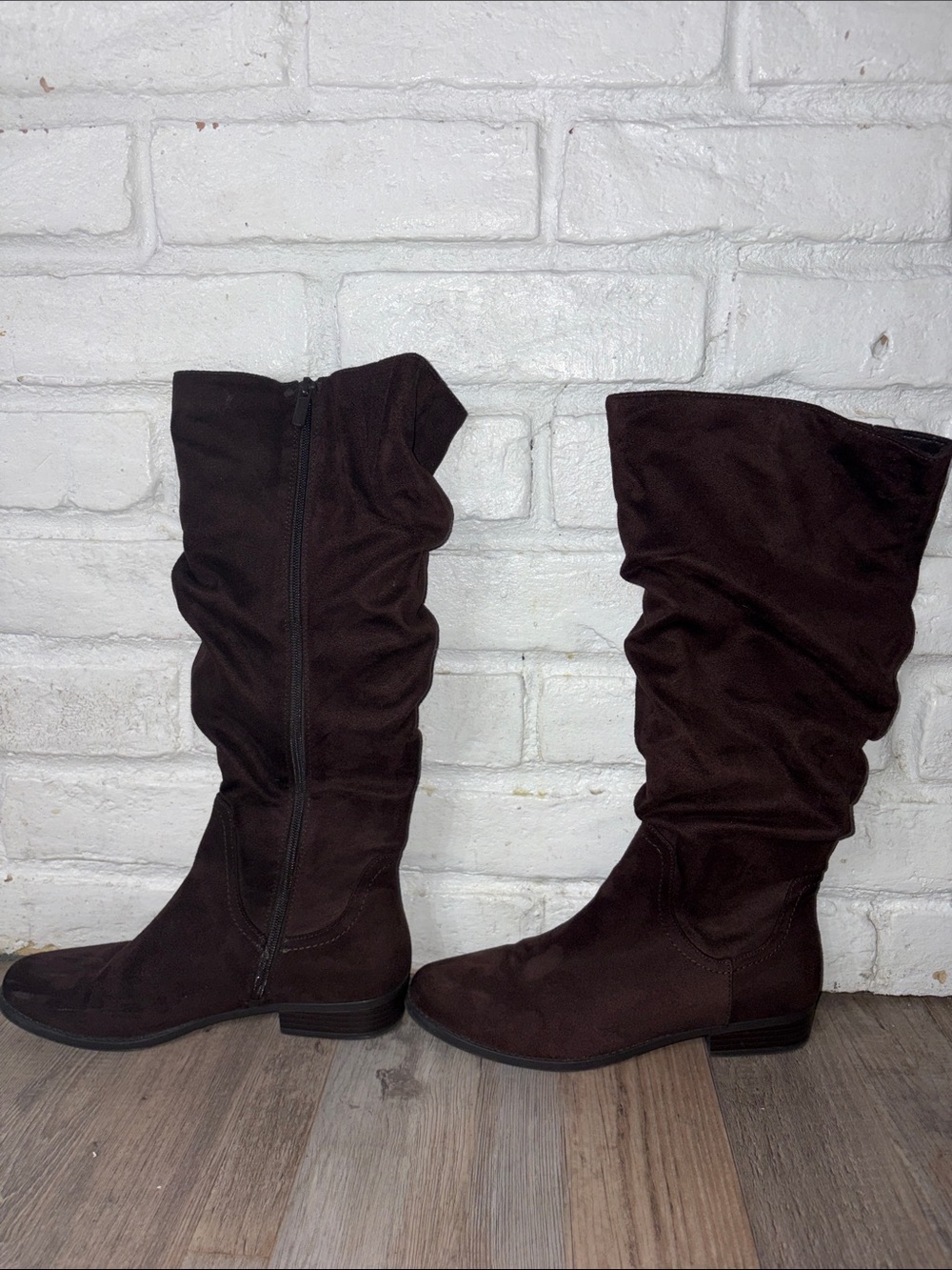 Amelia Grace Faux Suede Chocolate Brown Women Knee High Boots Size 8